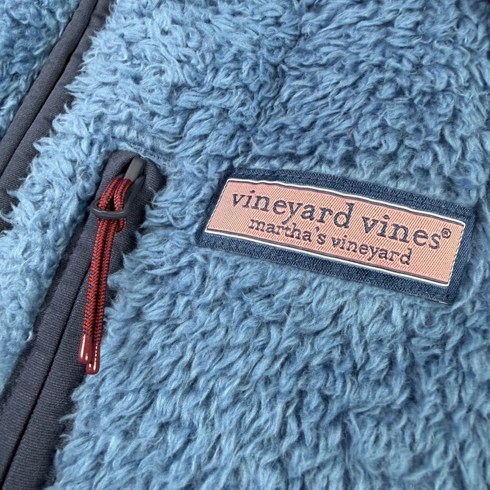 Vineyard Vines Mens New Eng High Pile Fleece 1/4 Zip Moonshine Blue Large NWT - Picture 4 of 10